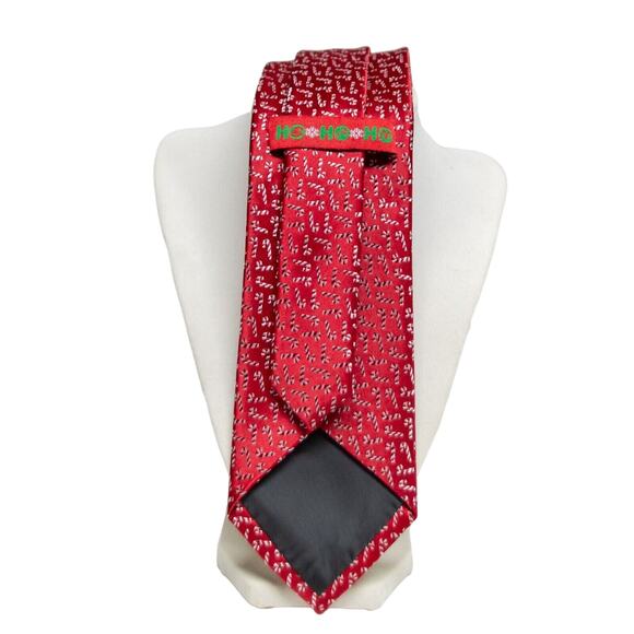 CHRISTMAS Holiday Ties Men's Classic Fit Red Candy Cane HO HO HO Brand Necktie - Picture 2 of 4